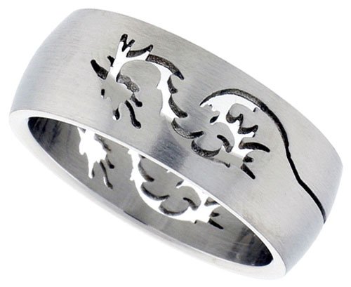 Surgical Steel 5/16 (8mm) Dome Band with Dragon Cut-Out