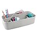 mDesign Plastic Divided Art and Craft Storage Organizer Caddy Tote Bin with Handle for Home Office and Living Room - Holds Pencils, Crayons, Sewing Supplies - Lumiere Collection, Light Gray