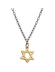 Jewish Star Necklace in Black Rhodium Silver and 14k Gold Filled Over Silver From Alef Bet Jewelry