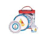 CR Gibson Baby and Toddler Plate, Bowl, Cup, Fork and Spoon Dining Set, Ships Ahoy,