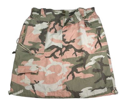 1033 WOMEN'S VINTAGE SUBDUED PINK CAMO KNEE LENGTH SKIRT