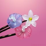 Tiny Hau Flower Set - Pink and Purple Hibiscus with a white plumeria