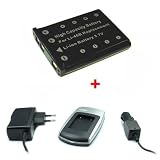 Kit Chargeur (secteur + voiture) + Batterie Li-40b/Li-42b pour Olympus FE-20, FE-150, FE-160, FE-190, FE-220, FE-230, FE-240, FE-250, FE-280, FE-290, FE-300, FE-330, FE-340, FE-350 Wide, FE-3000, FE-3010, FE-4000, FE-4010, FE-4030, FE-4050, FE-5000, FE-5010, FE-5020, FE-5030, FE-5035, FE-5050, FE-5500 // Olympus IR-300, SP-700, TOUGH TG-310, VR-310, VR-325, VR330, X-15, X-845, X-855, X-600, X-750, X-790, X-825, X-835, X-875, X-905