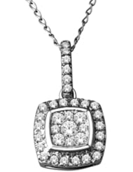 1/4 Carat Square Halo Diamond Cluster Pendant in 14K White Gold (H-I color SI2-I1)