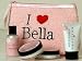 NEW Bella Travel Set Contains Bella's Bath and Shower Gel (2 oz), Whipped Body Creme (1 oz), Soy Protein and Aloe Shampoo (2 oz) and Soy Protein and Aloe Conditioning Hair Mask (1 oz) packaged in a pink terry travel bag.