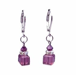 Earrings - E202 - Crystal Cube (Sm) - Amethyst (Purple)