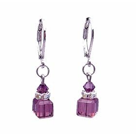 Earrings - E202 - Crystal Cube (Sm) - Amethyst (Purple)