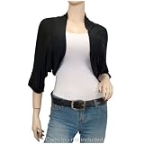 Black Laced Back Cropped Plus Size Bolero Shrug