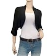 Black Laced Back Cropped Plus Size Bolero Shrug
