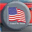 Black Bungee Spare Tire Cover (United We Stand and American Flag)