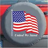 Hummer H2 Black Bungee Tire Cover (United We Stand and American Flag)