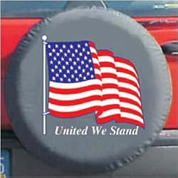 Black Bungee Spare Tire Cover (United We Stand and American Flag)