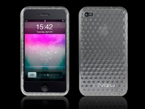 Mivizu iPhone 4 Clear Case, HD jelly Skin case with diamond cut design compatible for iPhone 4, iPhone 4G, iPhone 4th Gen, with MiniSuit LCD Cleaner