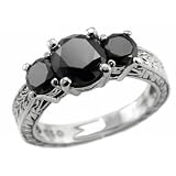 Search : Fancy 3.00ct Fancy-Black Diamond Ring 3-Stone Ring 14k White Gold
