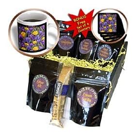Lee Hiller Designs Floral Print - Tulips Purple and Yellow - Coffee Gift Baskets - Coffee Gift Basket