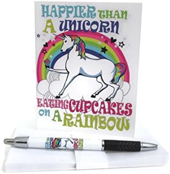 Unicorn All Occasion Note Cards 10pk Pen Two Item Bundle