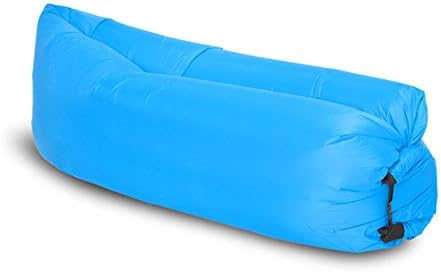 Inflatable Sofa Bed Outdoor Air Sleep Lounger Collapsible Waterproof Air Bed Portable Hangout Chair Air Mattresses Bedding for Beach Camping Party Swimming Blue