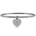 Sterling Silver Cubic Zirconia Heart Charm Bangle Bracelet