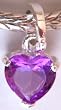Silver Plated Charm Dangle Fits Pandora Heart Shape with Purple Stone
