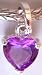 Silver Plated Charm Dangle Fits Pandora Heart Shape with Purple Stone