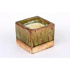 Buttercream Vanilla Soy Candle, Green Glazed Ceramic Pot (Small Square)