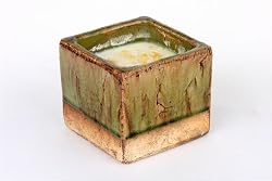 Buttercream Vanilla Soy Candle, Green Glazed Ceramic Pot (Small Square)