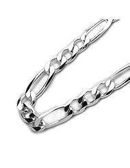6mm Nickel Free Italian Sterling Silver Chain Bracelet / Necklaces Figaro 150 Gauge Chain ( Available Length 7"~30")