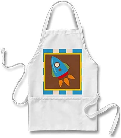Treasurers Cute Space Ship Rocket Outer Space Blue Kids Adult Apron