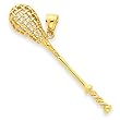 14k Solid Polished 3-Dimensional Lacrosse Stick Pendant