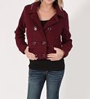 Last Kiss Double Button Fleece Short Coat in Plum