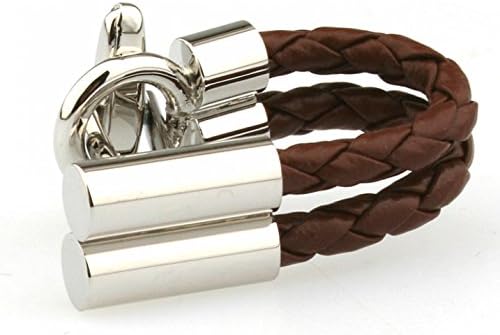 Mc Mall Large Brown/Black Leather Chain Design Cufflinks for Wedding Groom Men Wholesale