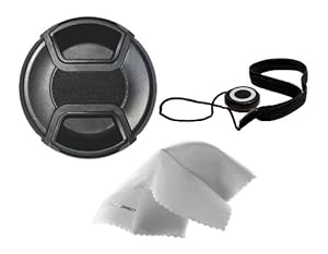   Sony Alpha NEX-6 Lens Cap Center Pinch (40.5mm) + Lens Cap Holder + Nwv Direct Microfiber Cleaning Cloth.