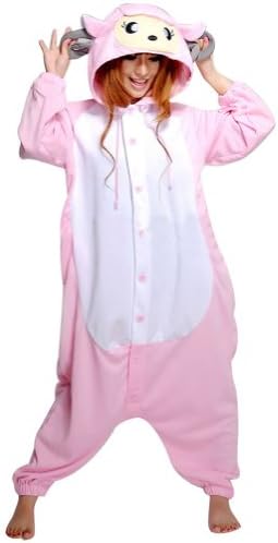 Anim-Unisex Fleece Kigurumi Pajamas Adult Costume Animal Pyjamas-Sheep-S