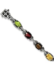 Sterling Silver 4.23tw Multi Gemstone 7.25in Bracelet, Best Quality Free Gift Box Satisfaction Guaranteed