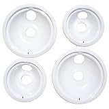 Range Kleen P119204XW Porcelain GE Drip Pans Set Of 4 Containing 2 Units P119W, P120W, White