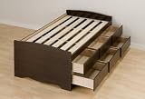 Prepac Espresso Tall Twin/Mates Platform Storage Bed (6-drawers)