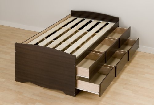 Prepac Espresso Tall Twin/Mates Platform Storage Bed (6-drawers)