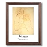 Picasso Mother And Son Contemporary Home Decor Wall Picture Cherry Framed Art Print
