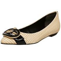 BCBGMAXAZRIA Women's Emlyn Pointed Toe Flat,Black/Natural,8 M