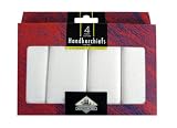 4 Pack Mens 100% Cotton White Handkerchiefs 15 x 15 ( 38cm x 38cm )