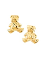 14K Yellow Gold Teddy Bear Childrens Earrings