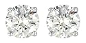 Platinum Overlay Sterling Silver 6mm Round Cubic Zirconia Four-prong Stud Earrings
