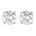 Platinum Plated Sterling Silver 6.5mm Round Cubic Zirconia Four-Prong Stud Earrings