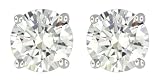 Platinum Plated Sterling Silver 6.5mm Round Cubic Zirconia Four-Prong Stud Earrings