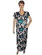 Lounge Wear Dress,resort Wear Maxi Dress Boho Kaftan Teal Black Floral Satin Caftan