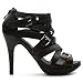 Ollio Womens Pumps Platforms Gladiator Ankle Straps High Heels Black Sandal Shoes