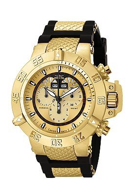 Invicta Men's 5697 Subaqua Collection Chronograph 18k Gold-Plated Blue Rubber Watch