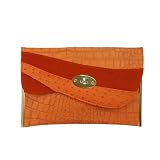 Large Mock Croc Fashion Clutch Bag Orangeby Minerva Collection