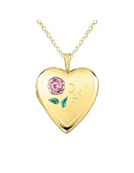 Sterling silver and 14k gold Heart Shaped Locket w/ Rose "Love" Necklace