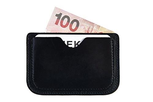 MEKU Handmade Leather Card Case Thin Wallet Slim Card Holder with 3 Card Slots